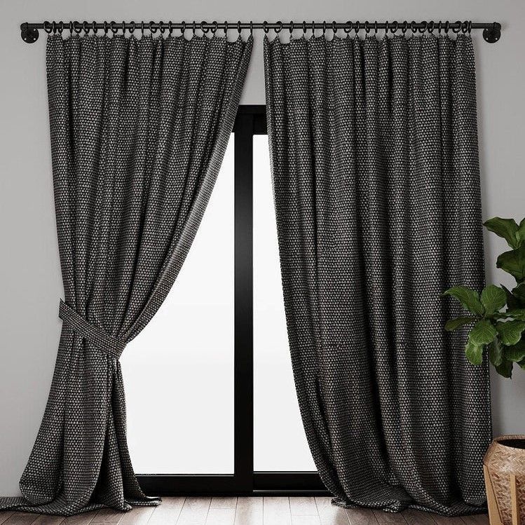 Карниз LOFT из стальной водопроводной трубы и чугунных фитингов, с кольцами-крючками, без штор